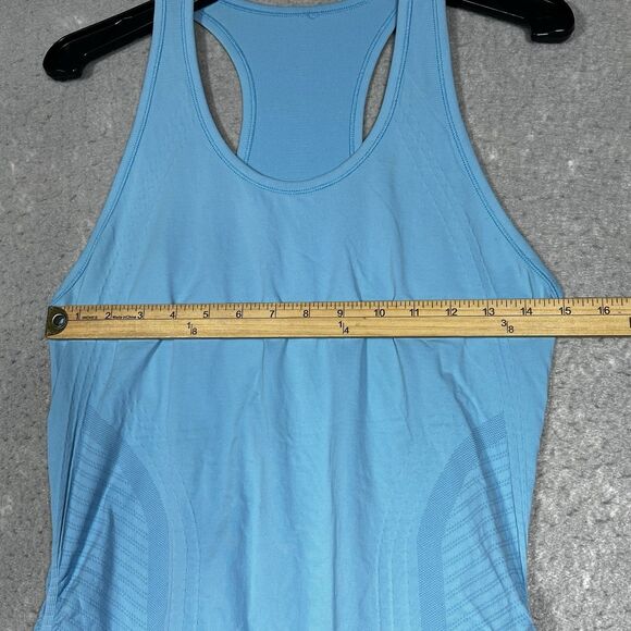 Athleta Speedlight Tank Top Womens Size Small Blue Seamless Stretch Ruched - Picture 6 of 9